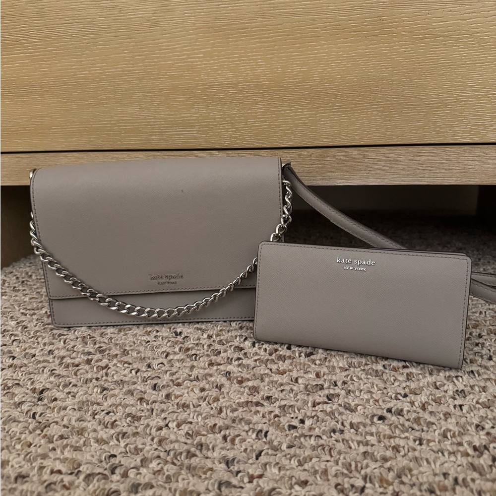 Kate Spade Taupe Crossbody Bag and Wallet Set